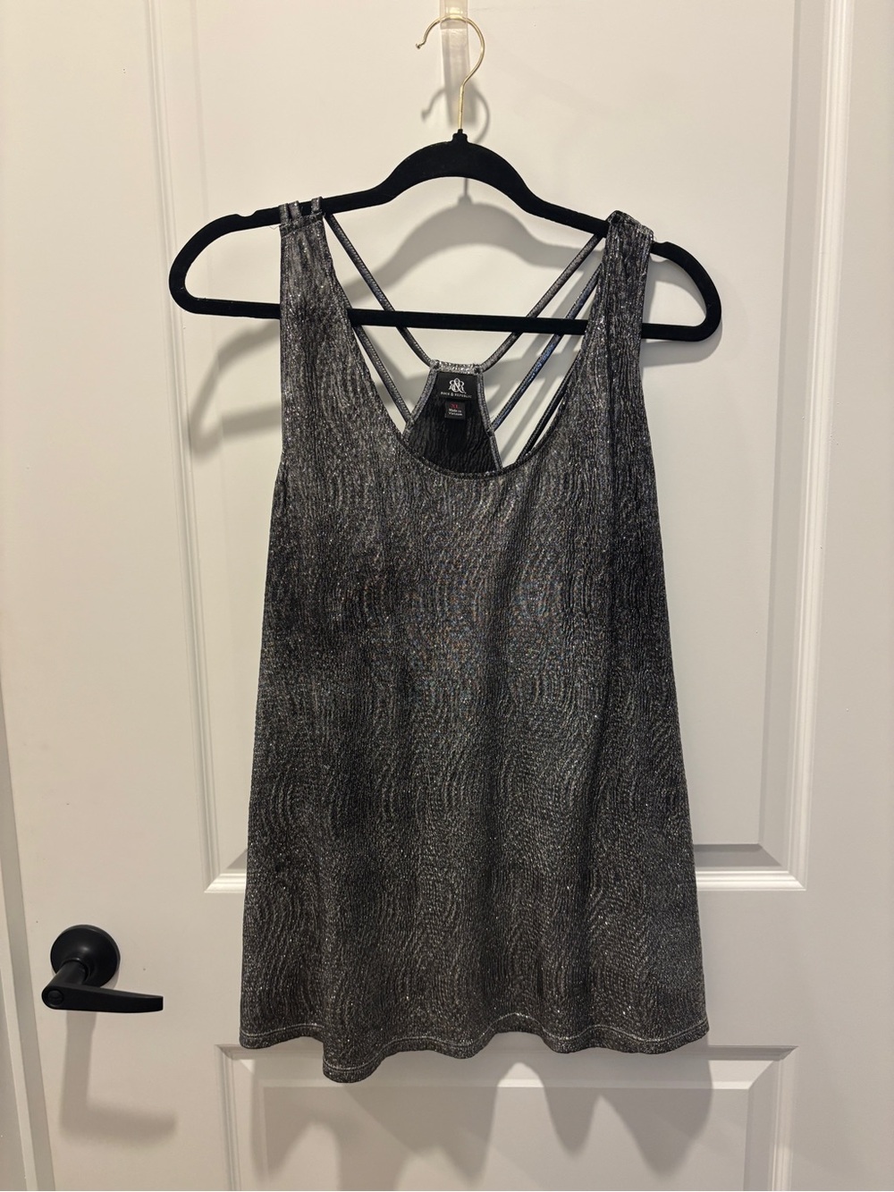 Rock & Republic Metallic Charcoal Strappy Tank